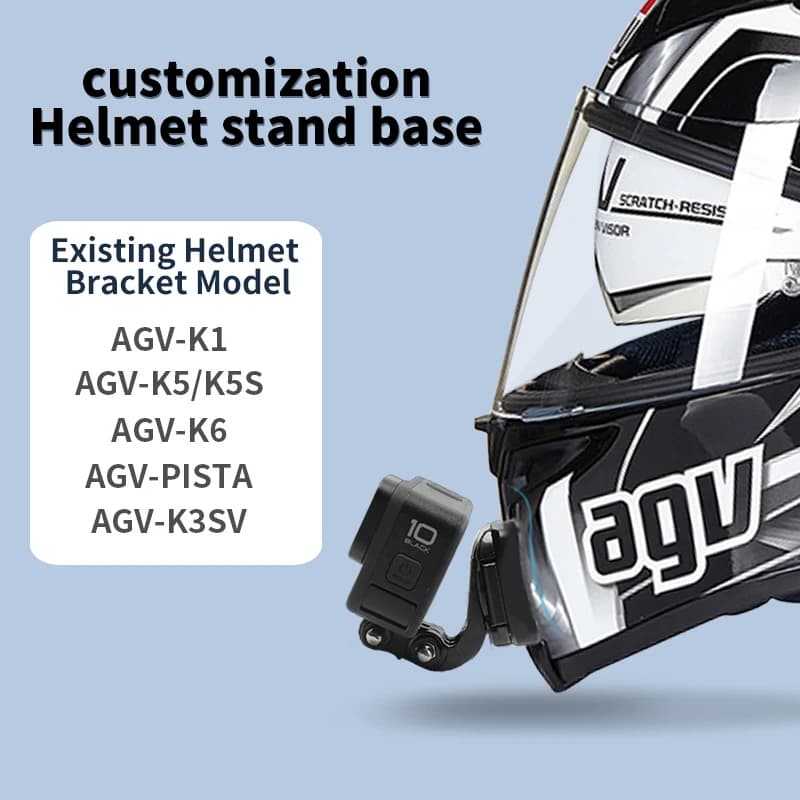 Premium Custom Bike Helmet Aluminum Barbella Camcorder Supports for GoPro Accessories for AGV K1/K5/K5S/K6/Pasta/K3sv