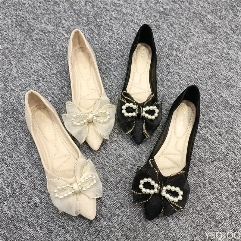 Scarpe basse da donna con temperamento versatile e fiocco a punta Primavera estate nuove scarpe basse eleganti e comode alla moda