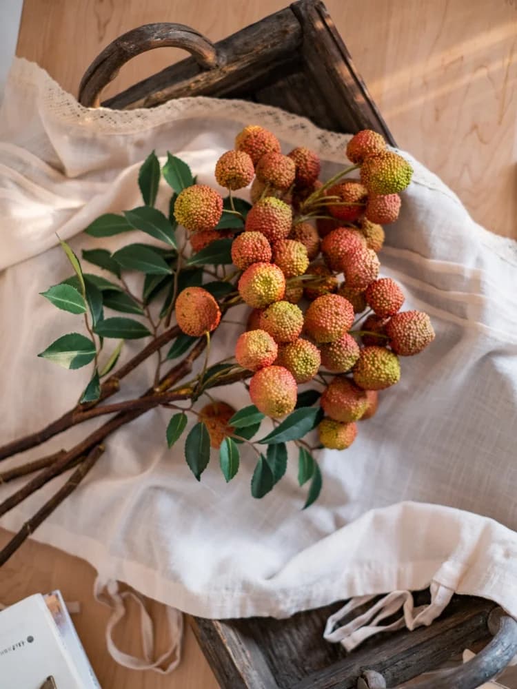 Fiori Artificiali di Litchi, Rami Essiccati, Ornamenti Decorativi da Tavolo, Decorazioni per Interni, Artigianato Fatto a Mano da Andong