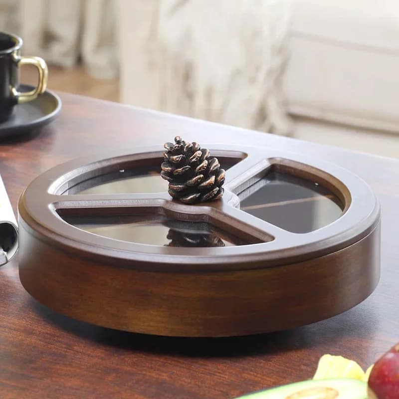 Dried fruit plate candy box Household wooden grid storage box