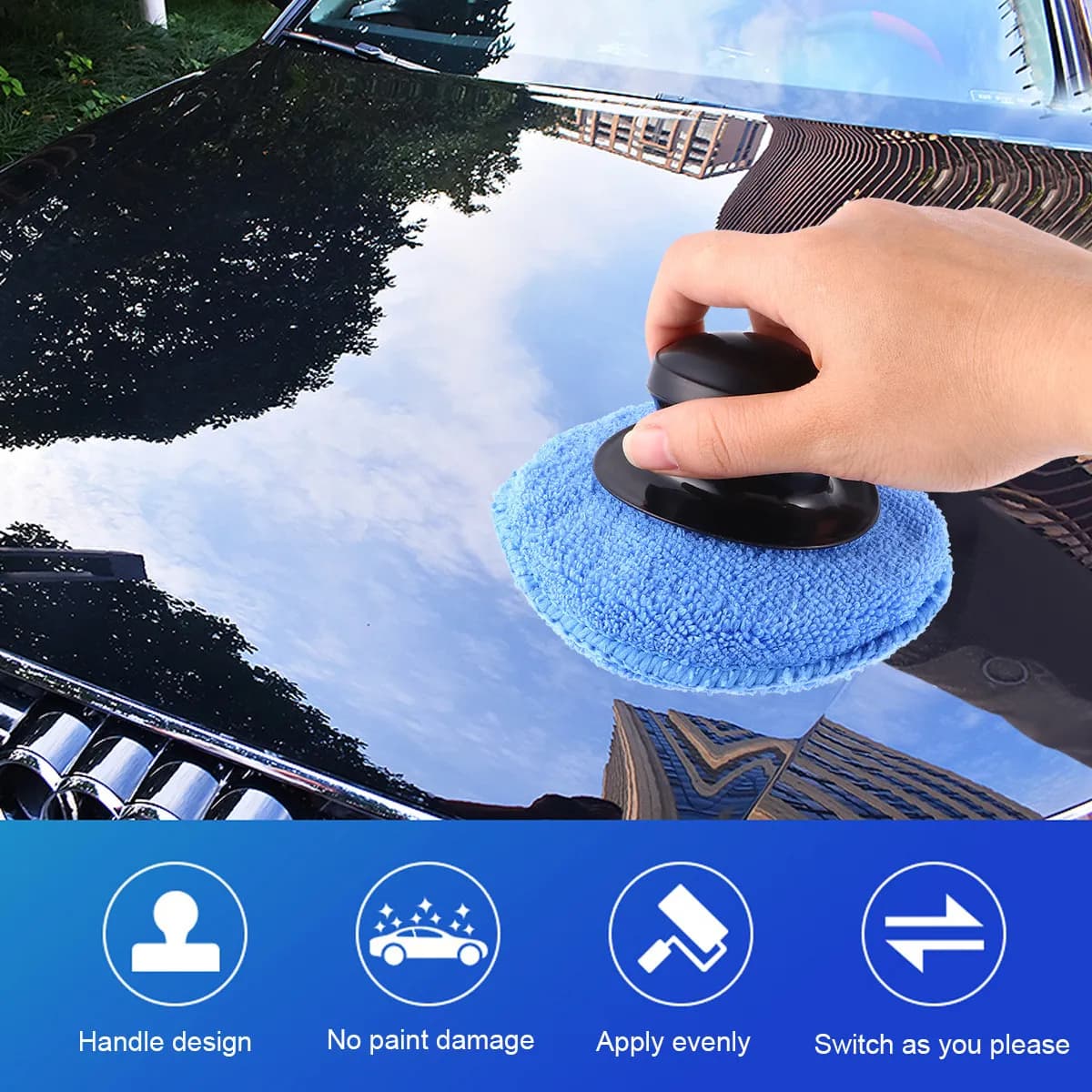 Set di 8 Spugne per Auto Premium con Manico Ergonomico per Lucidatura, Ceratura e Dettaglio