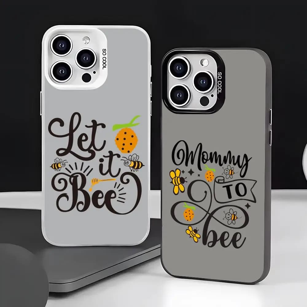 Shock-resistant phone case with bees citation design, Aurora matt laser effect, for iPhone 17 16 15 14 13 12 11 Pro Max Air