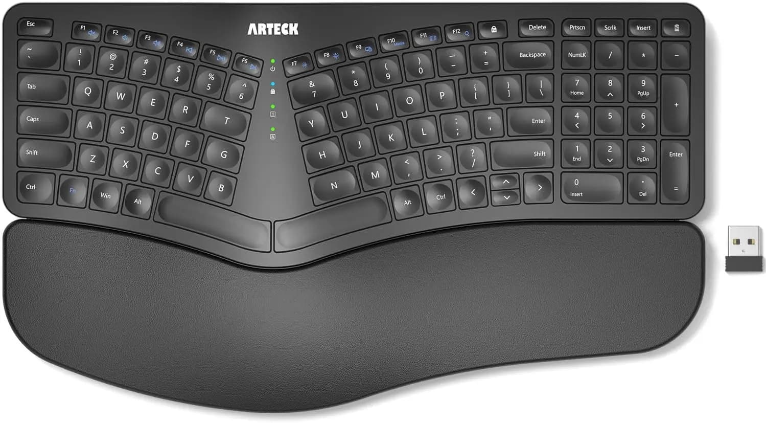Tastiera Ergonomica Divisa con Poggiapolsi, Wireless 2.4G per PC Windows e Laptop, per una Comoda Digitazione