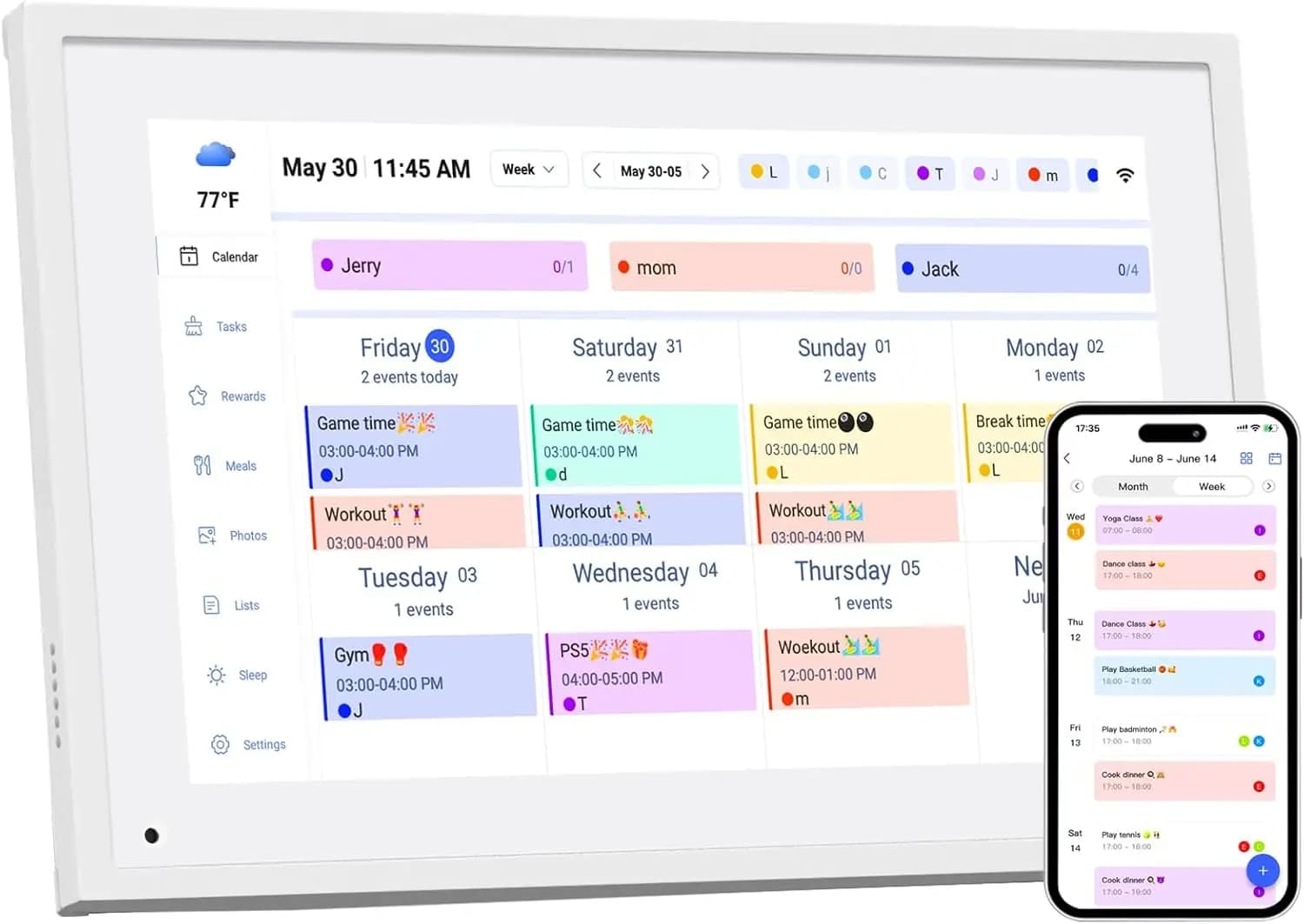 Calendario Digitale Smart Touchscreen da 10.1 Pollici e Organizzatore Familiare con Tabella Interattiva delle Attività e Cornice Portafoto