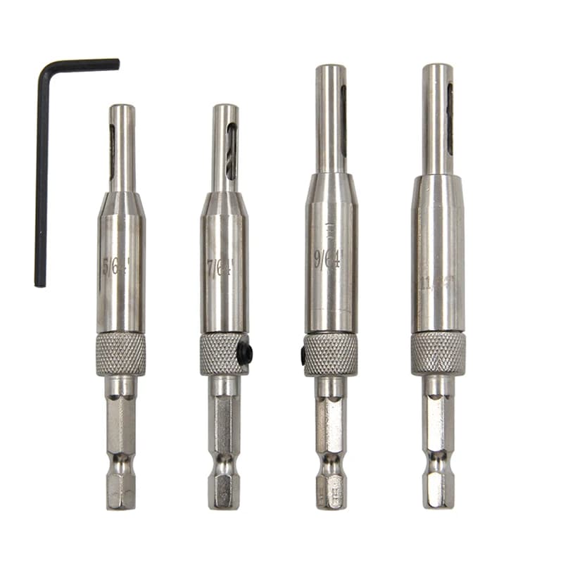 4pc Argento Porta e Finestra Cerniera Foro Apri per Lavorazione del Legno Maniglia Esagonale Posizione Irregolare Strumento di Perforazione Cerniera Trapano Set