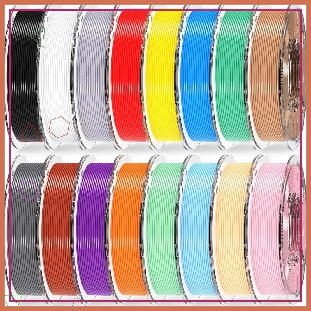 Filamento PLA+ Set da 16 Colori, Bobine da 200g 1.75mm, Precisione Dimensionale +/- 0.02mm
