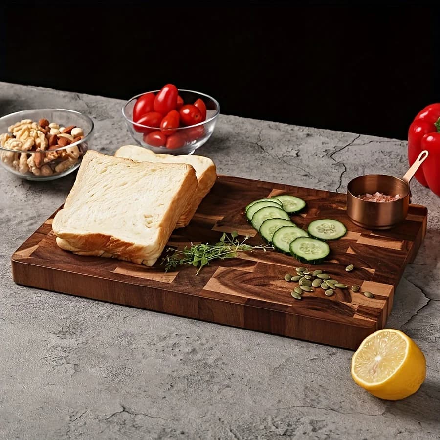 1pc Large Acacia Wood Cutting Board Wooden Cutting Board for Kitchen Large Wooden Cutting Board Double Sided Butcher Block Cutting Board for Meat Vegetables and Fruits, Fruit Slicing Board, Versatile Chopping Block, Bbq Enthusiasts, Professional