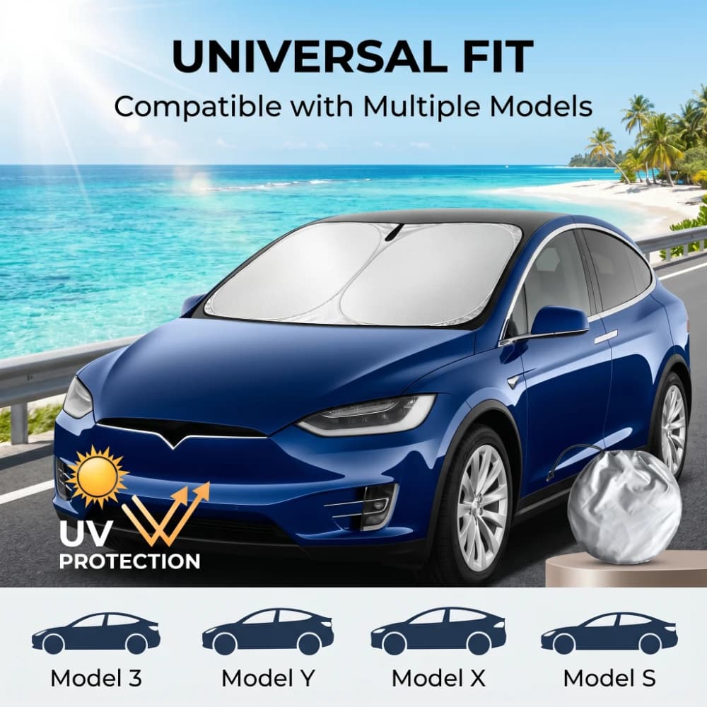 Folding Windshield Sun Shade Cover for Tesla Model Y 3 Summer Heat Protection UV Blocking Visor Accessories