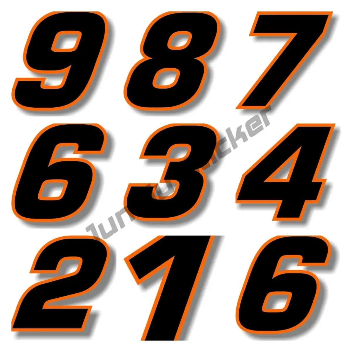 Number 0 1 2 3 4 5 6 7 8 9 Car Sticker Decalcomanie racing with custom sliced character Decalcomania for truck helmet for motor car