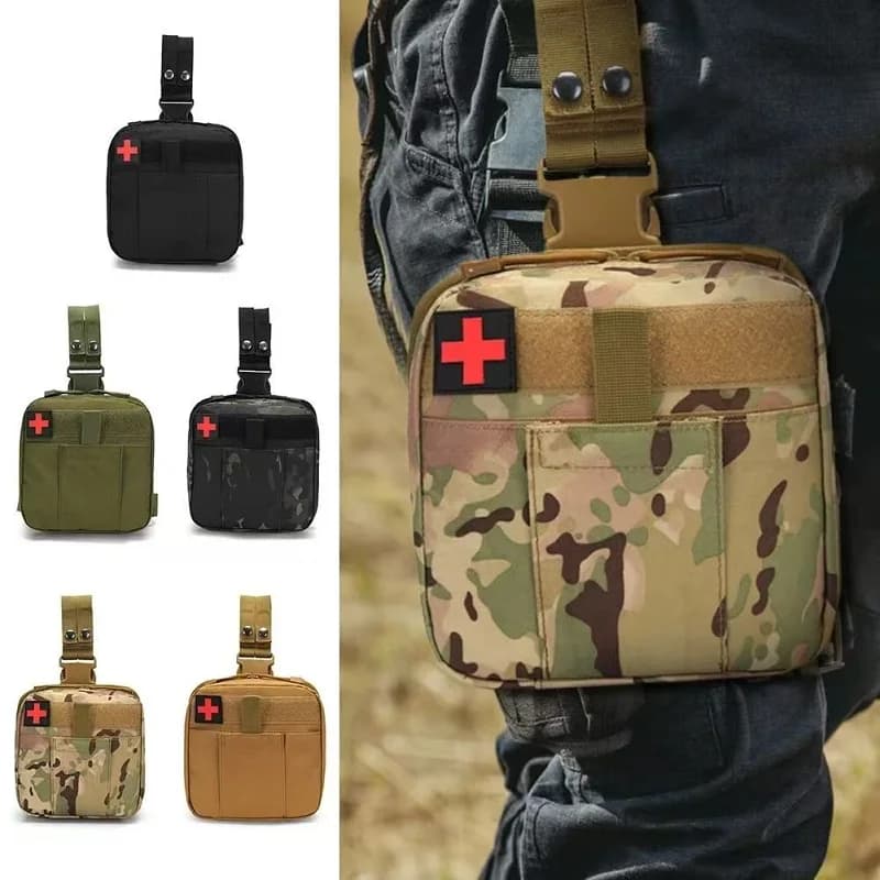 Kit di Pronto Soccorso Tattico da Gamba - Kit Medico Multifunzionale con Cintura Regolabile e Cinghie per Gamba, Borsa di Sopravvivenza d'Emergenza