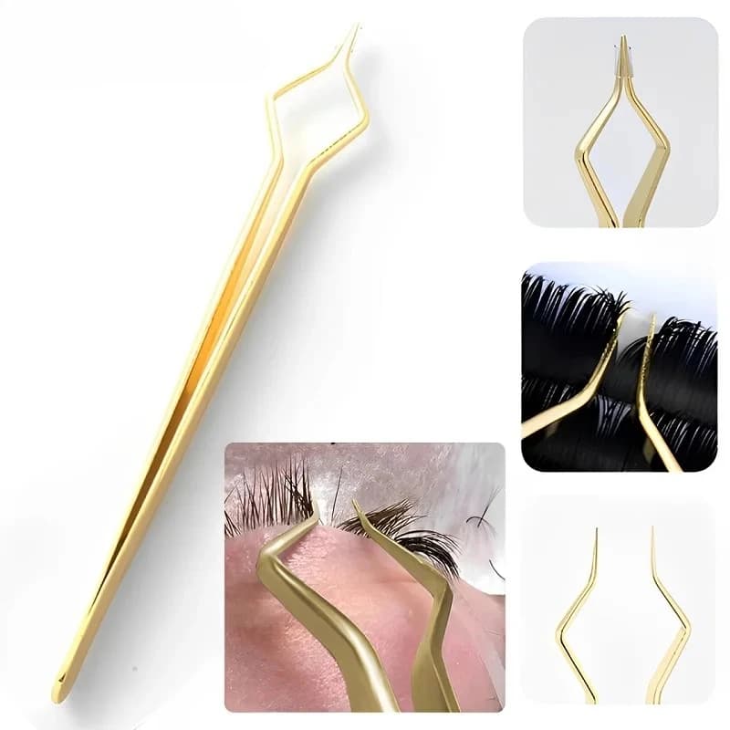 Nuove Pinzette per Extension Ciglia Antiscivolo in Acciaio Inossidabile con Punta Curva e Dritta, Strumenti di Alta Precisione per Nail Art e Trucco