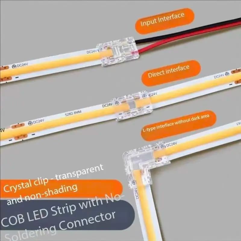 5 Pieces Quick Connector 2 Pin 8mm 10mm for LED Strips, Angle Connector Sealingless for LED Strips Flexible 2835 5050 SMD COB