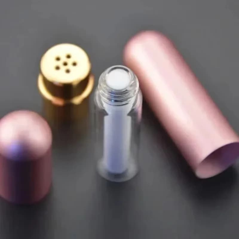 1PC 5ml Colored Aluminum Nasal Inhaler with High Quality White Cotton Wicks Aromatherapy Metal Inhaler for Essential Oils