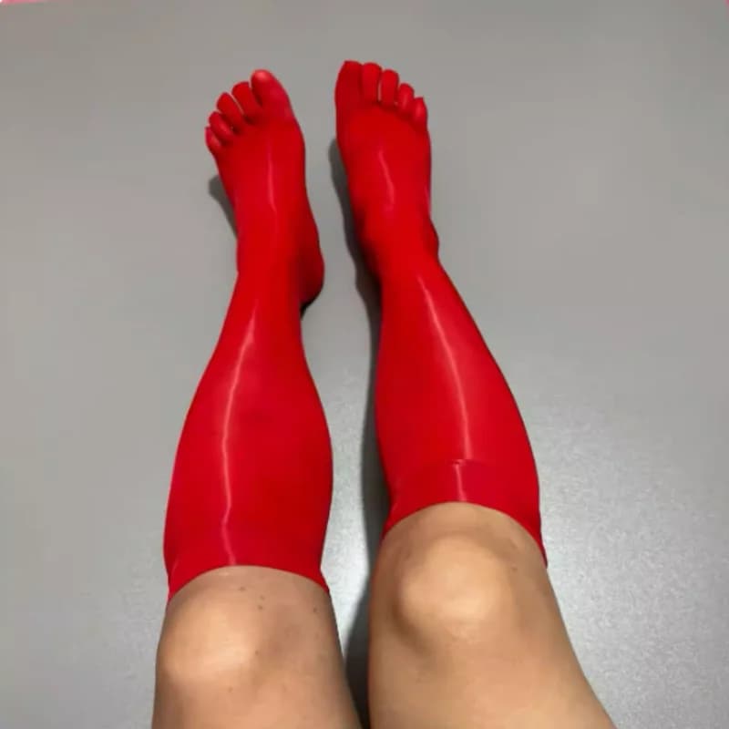 Horse Oil Five Toe Socks Women Men Summer Ultra-Thin Smooth Calf Leg Socks Breathable Lightweight Traceless Five Finger Socks