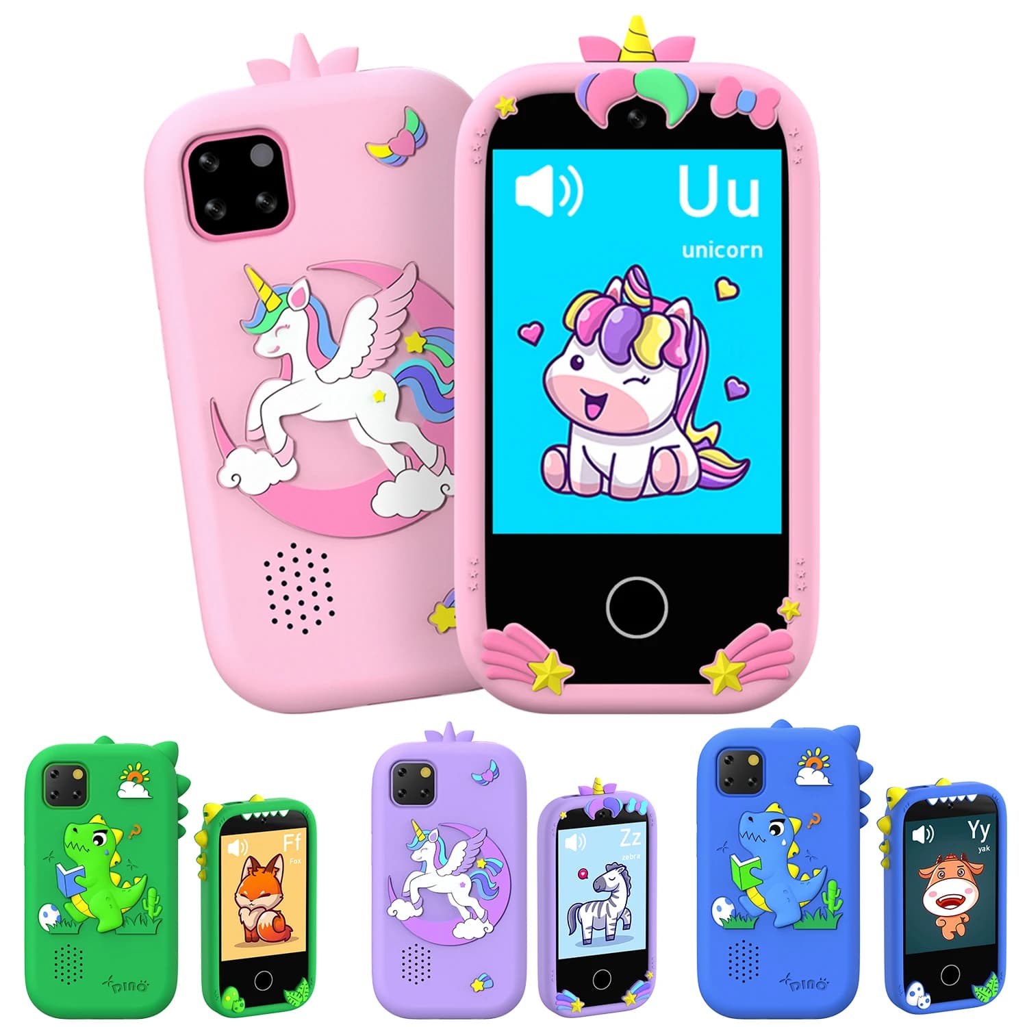 Aggiorna il giocattolo del telefono intelligente per bambini Registrazione video touch da 2,8 pollici Lettore musicale 16 giochi Telefono per bambini con 32G per i regali di compleanno dei bambini