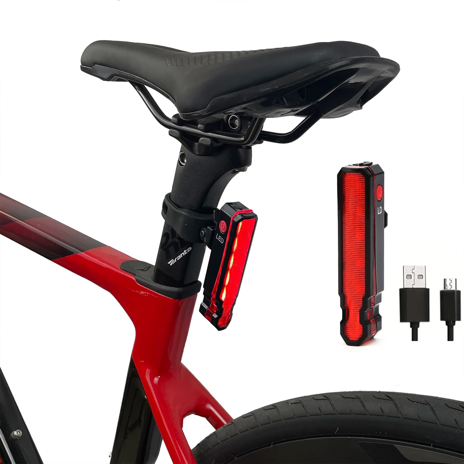 500mAh Bike Tail Light High Brightness Rear Seatpost LED Bike Light USB-C Rechargeable Bicycle Night Warning Light for Riding