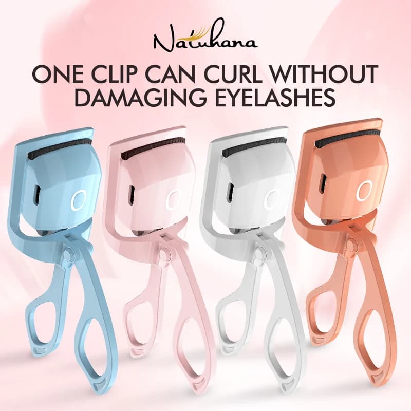 NATUHANA long-lasting portable electric heated comb eyelash curler tools for heaters makeup