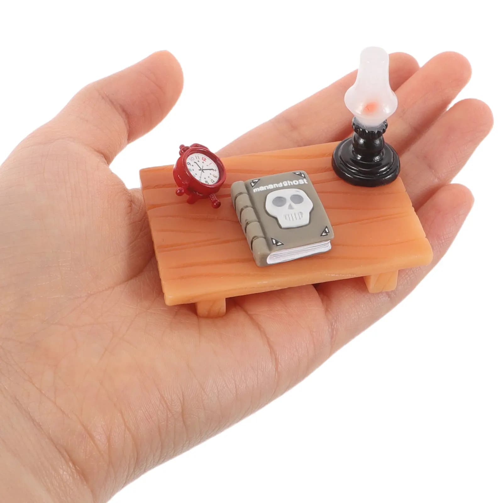 Set di Scrivania in Miniatura Vintage con Libri, Orologio e Lampada per Decorazione Interna di Case delle Bambole, Set di Mobili in Miniatura con Dettagli Realistici