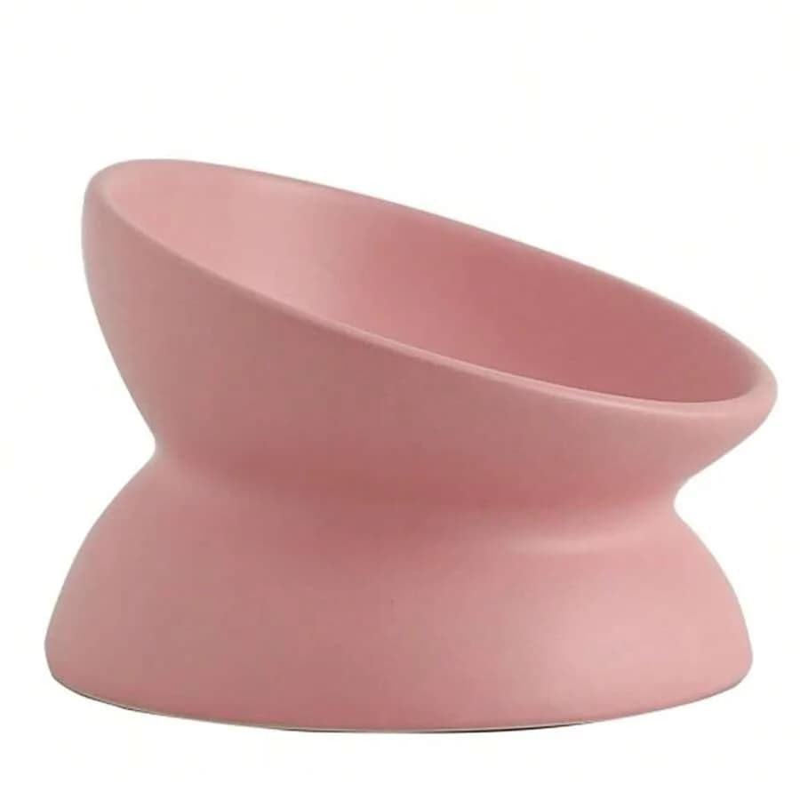 【New style】Ceramic Raised Cat Bowl, Cat Food Bowls Elevated Tilted, Ceramic Pet Bowl Whisker Friendly, Anti Vomit and Reduce Ne