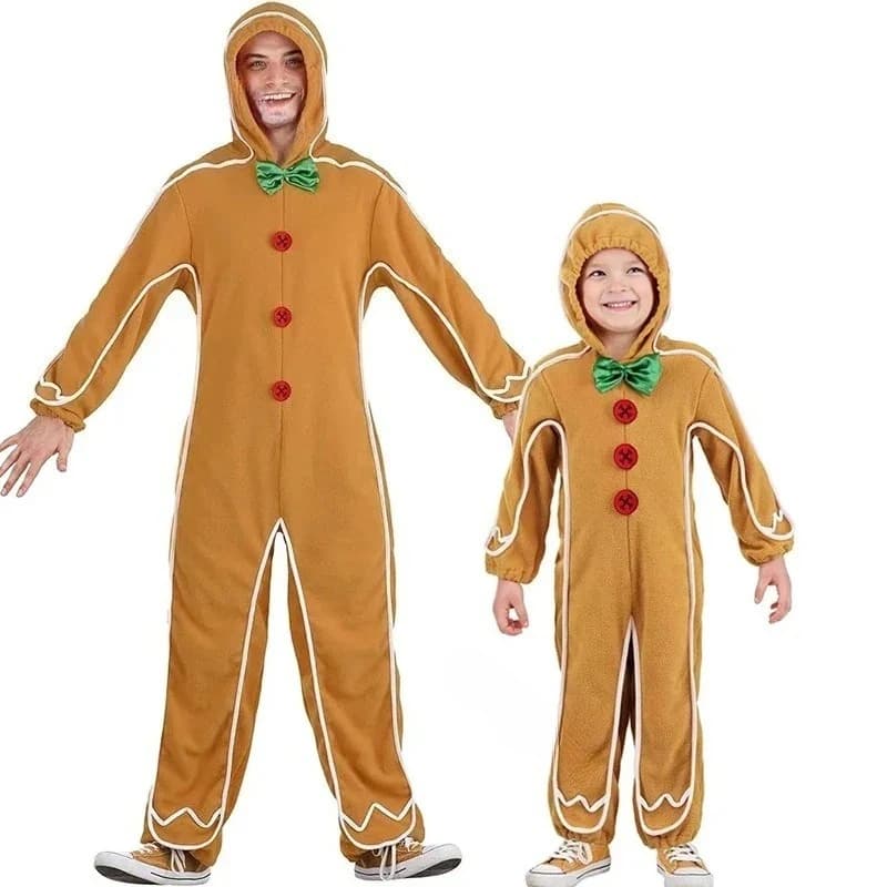 Men Gingerbread Cookie Jumpsuit 2026 New Arrival Christmas Family Costume Fancy Dress Up