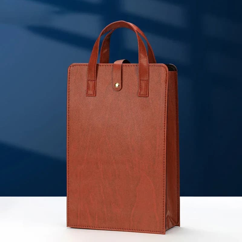 Borsa pieghevole per vino in pelle Borsa porta vino riutilizzabile Borsa doppia confezione regalo per vino rosso con manici Scatole per imballaggio per bottiglie di champagne