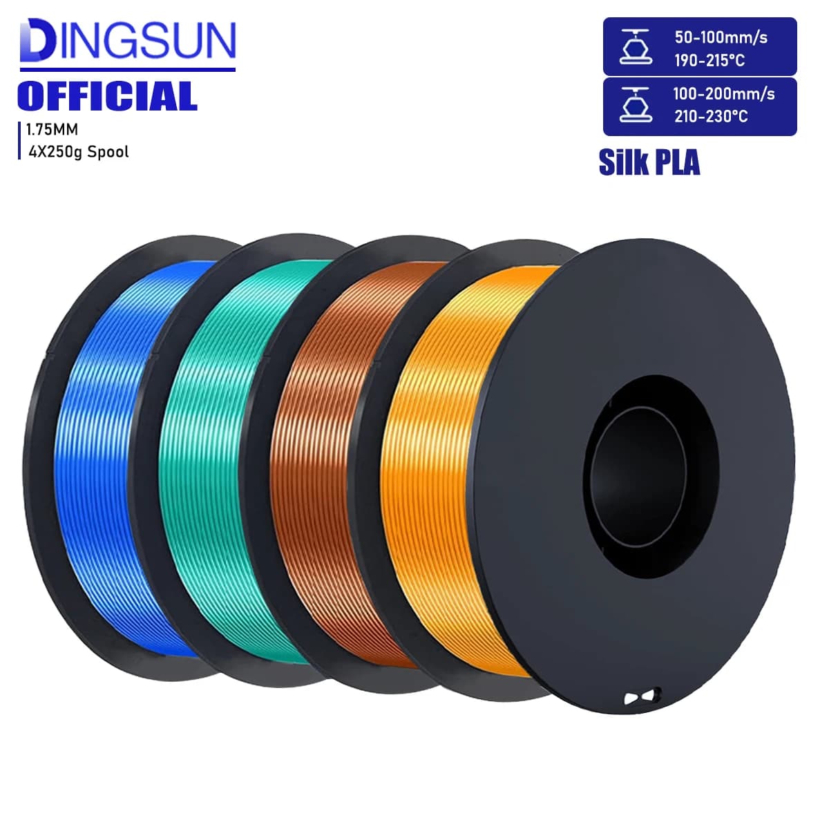 Silk 3D PLA Plus Printer Filament, Silk PLA PLUS Filament, 1,75 mm Multicolor Silk Filament, 200 g/ 250 g/500 g/1000 g