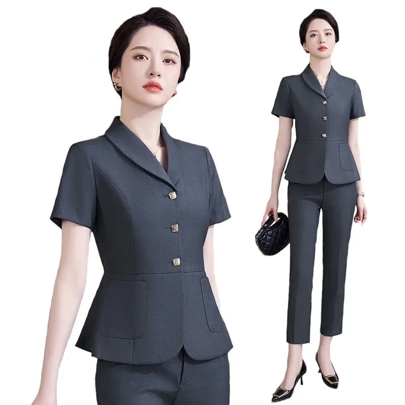 Pop 2024 Estate Formale OL Stili Donna Professionale Ufficio Abbigliamento da lavoro Tailleur pantalone con pantaloni e giacche Carriera Intervista Gonne Se