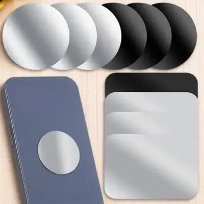 Set di 12 Piastre Metalliche Universali Rotonde e Rettangolari con Bordo Liscio Adesivo per Supporto Telefono Auto Compatibile con Tutti gli Smartphone