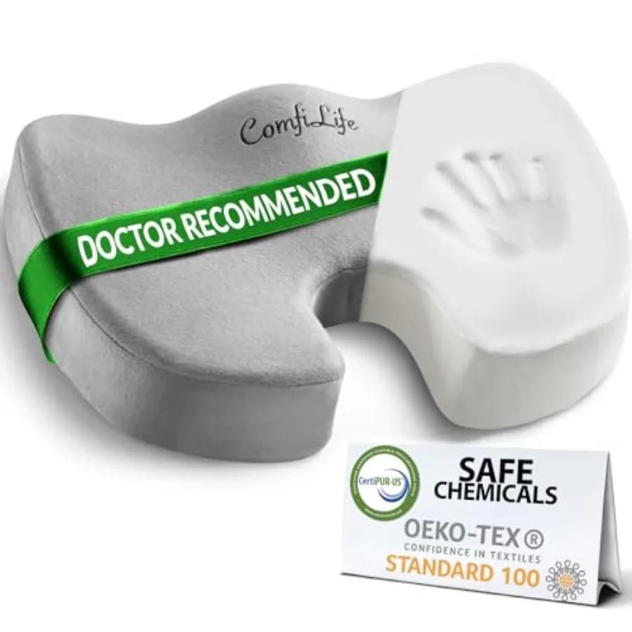Premium Comfort cushion - Orthopaedic cushion in Memory Foam 100% for Coccige Pain - Office chair cushion