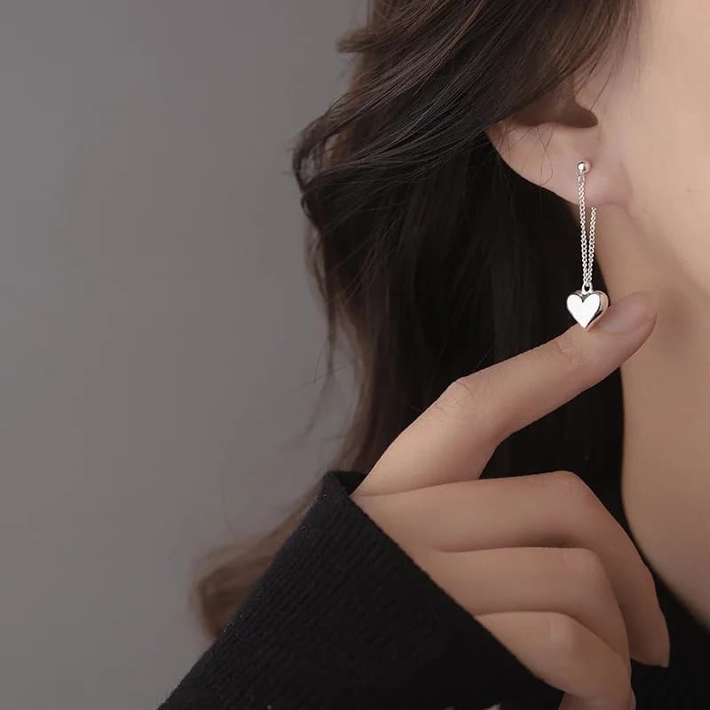 Orecchini a Cuore Semplici per Donne, Orecchini Pendenti Lunghi a Forma di Cuore, Gioielli Eleganti di Lusso