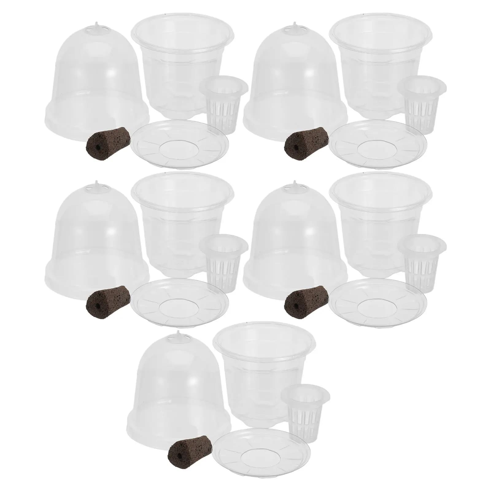 5 Set di Vasi Idroponici Trasparenti Autoirriganti per Coltivazione, Ideali per Balcone, Cucina, Ufficio - Coltura Idrica Salvaspazio