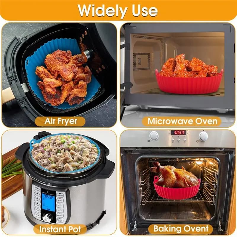 (ABUB) Rivestimenti in Silicone per Friggitrice ad Aria, Cestello in Silicone Riutilizzabile Resistente al Calore, Accessori per Forno