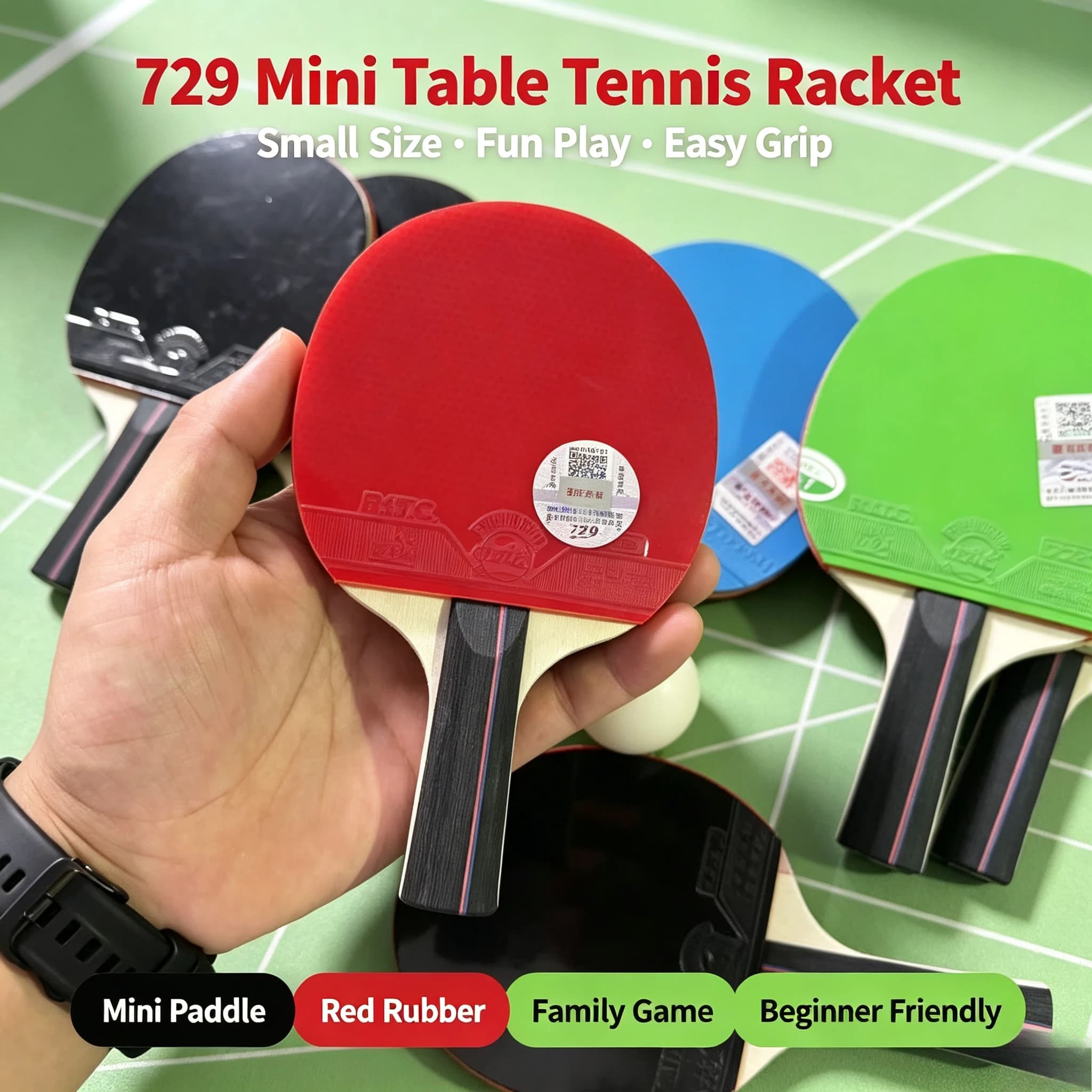 729 Mini Colorful Table Tennis Racket For Autograph Signature Hand‑Held Palm Size Ping Pong Paddle Gift for Ping‑Pong Lovers