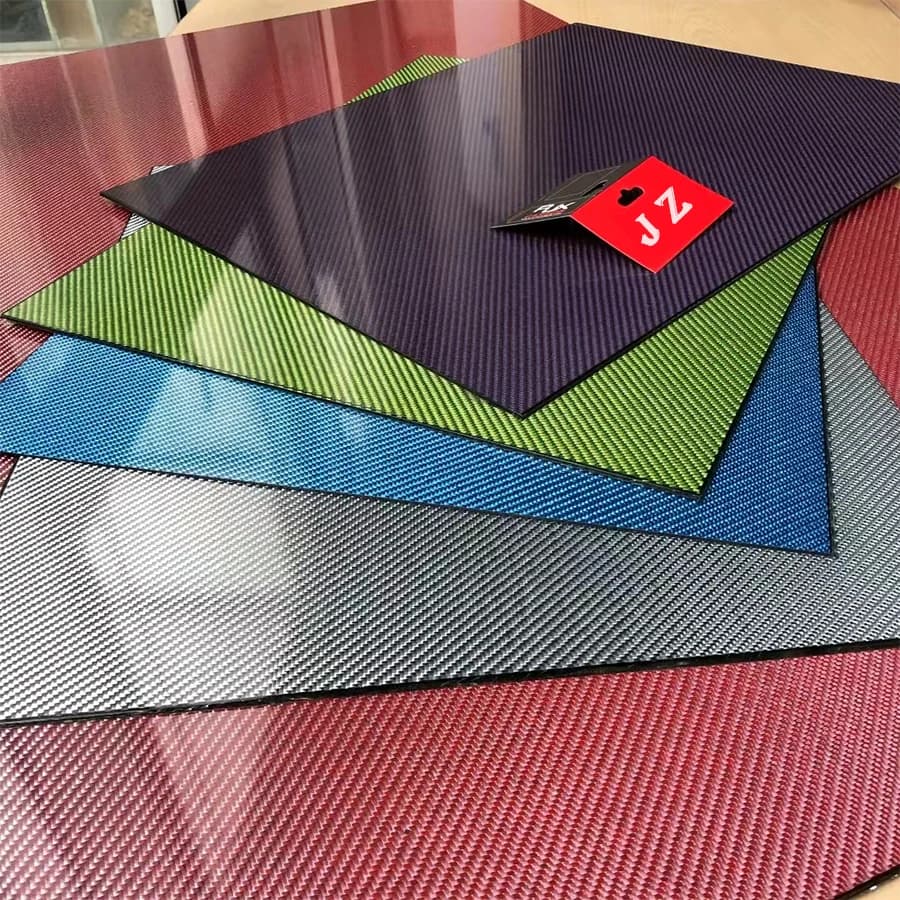 Piastra in fibra di carbonio multicolore rosso blu argentato 245x395mm pannello composito in fibra di carbonio 3K spessore 1mm 1.5mm 2mm 2.5mm 3mm
