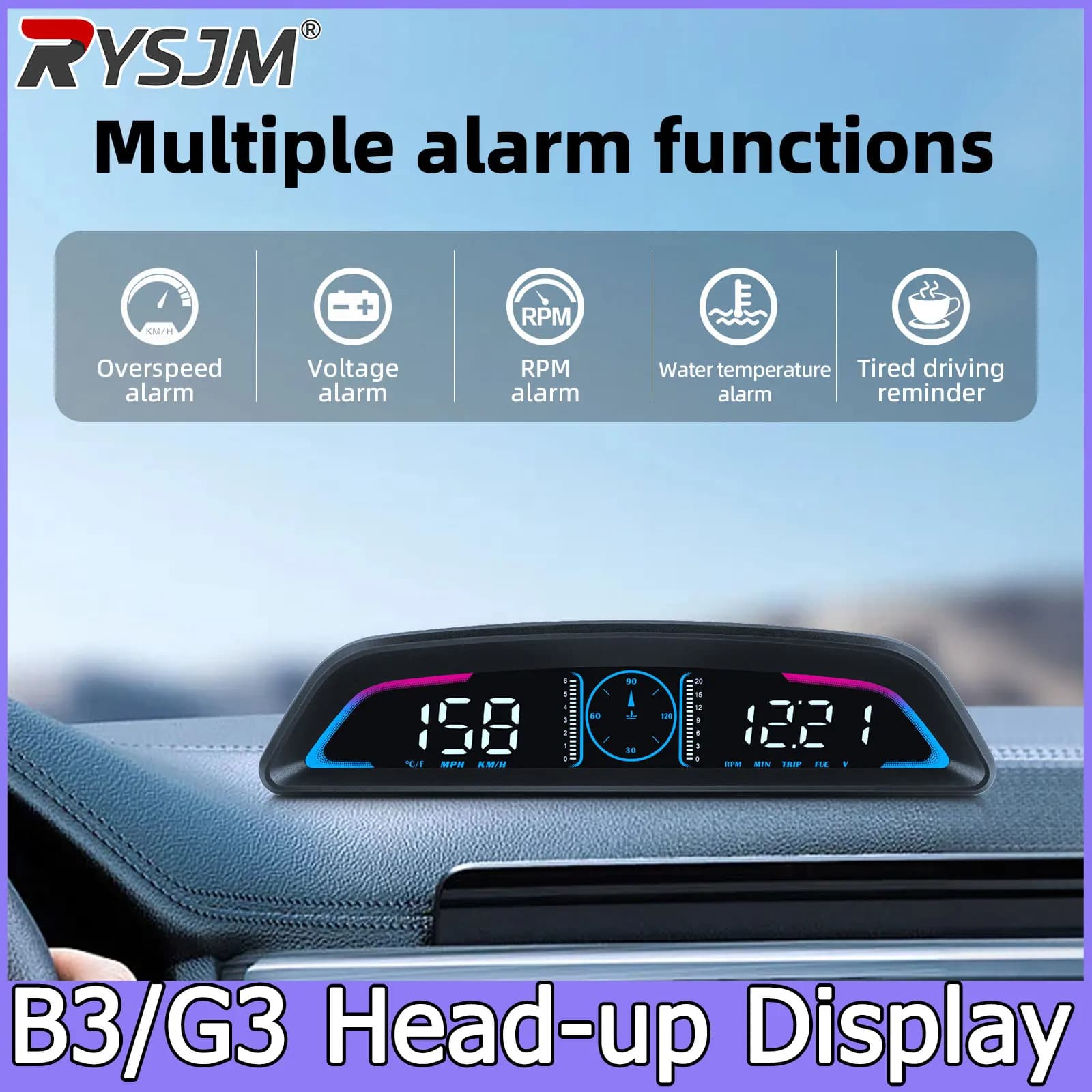 Display Digitale HUD G3 GPS / B3 OBD per Auto, Tachimetro, Indicatore Temperatura Acqua, Accessori Auto, Misuratore Intelligente