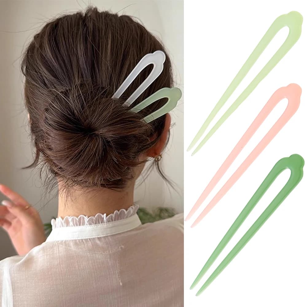 Bastoncini per capelli a forma di U con acido acetico Panini per capelli solidi Bacchette per capelli in stile cinese Forchetta per capelli Copricapo geometrico Accessori per capelli