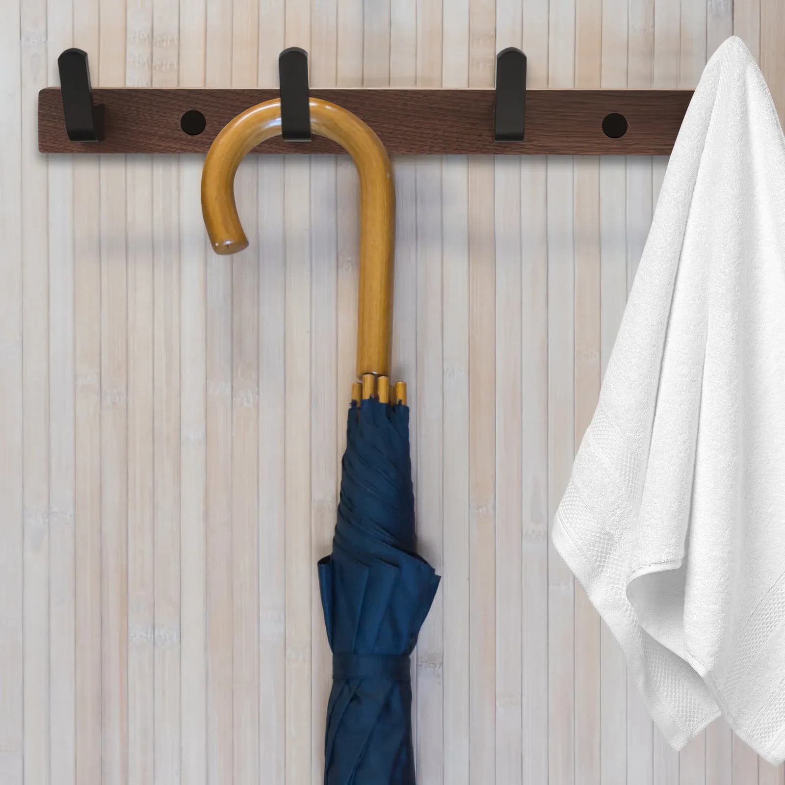 Appendiabiti da Parete in Legno Elegante con 4 Ganci, Ganci per Cappelli e Vestiti per Casa