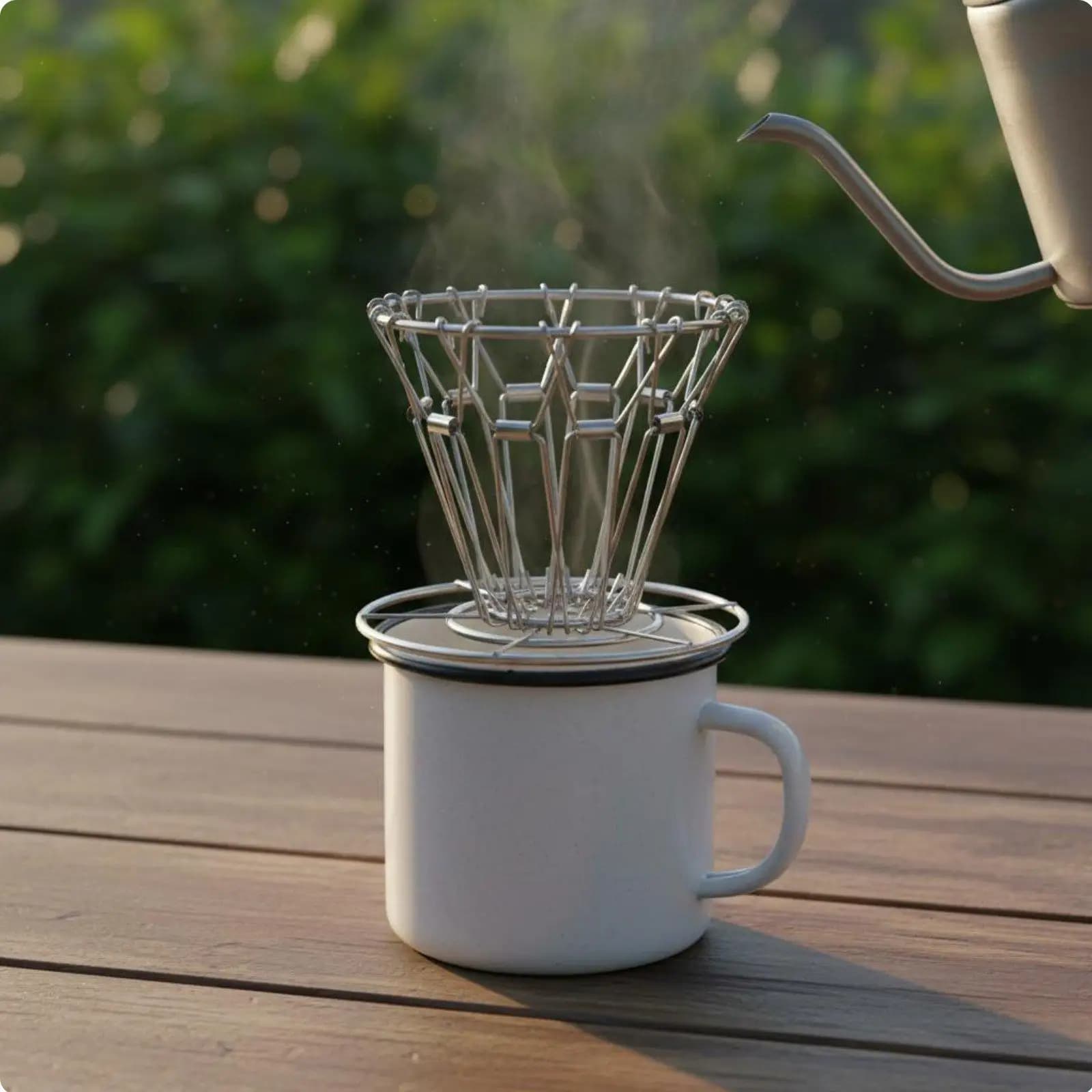 Portable Pour over Coffee Maker Vintage Design Foldable Coffee Dripper Reusable Stainless Steel Pour-over Stand for Campers,
