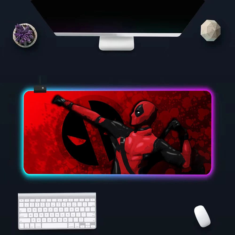 Funny red immortal warrior RGB Pc Gamer Keyboard Mouse Pad Mousepad LED Glowing Mouse Mats Rubber Gaming Computer Mausepad