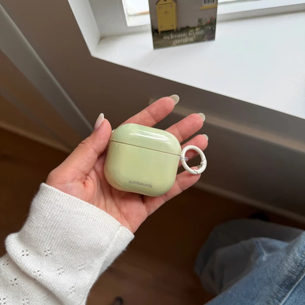 Custodia per auricolari verde chiaro lucida stile primavera estate per AirPods 1 o 2 3 4 Pro 2 Pro 3