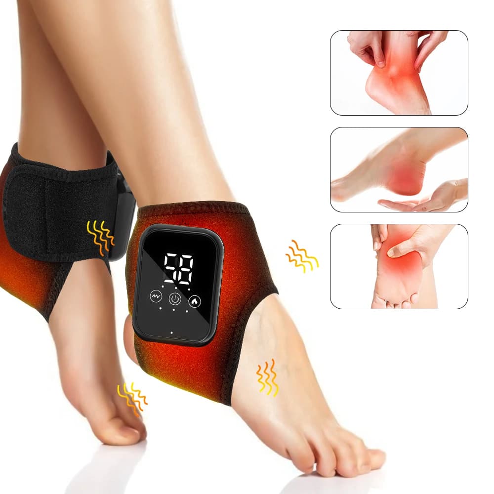 Rechargeable Hot Compress Vibration Foot Massager Ankle Joint Heating Strap Ankle Massager Ankle Heated Brace Wrap