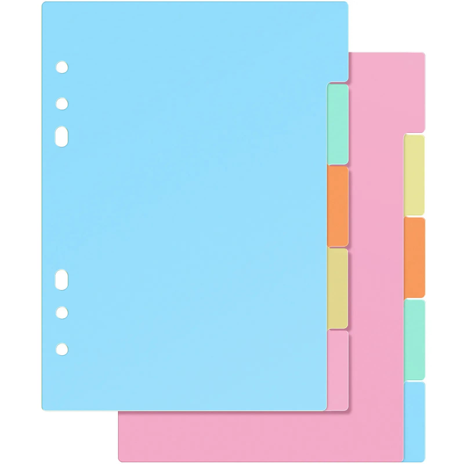 10Pcs Plastic Dividers Tab Index Binder Dividers 6 Holes A5 Notebook Planner Labels for Office Study Classroom Filing Sorting