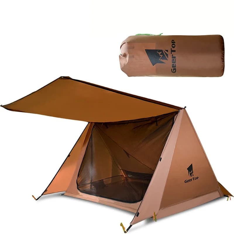 Single-layer camping tent for two people, windproof light curtain 2 in 1 (without poles)