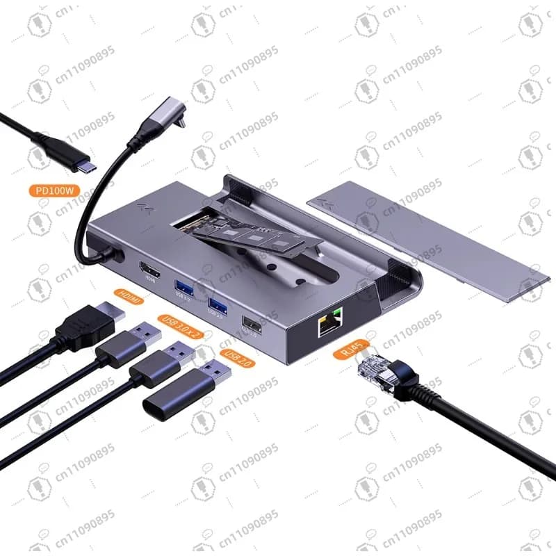 Aluminum Dock 6 in 1 for Steam Deck/ROG Ally RJ45 4K Dual USB 3.2 USB C-Port OLED Steam for HDMI hub