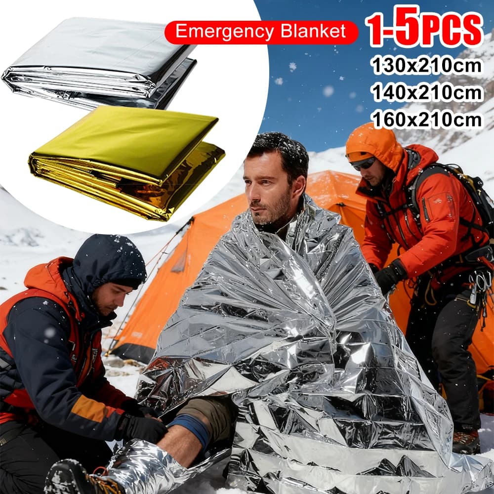 130x210cm Waterproof Blankets Keeps You Warm Foil Mylar Thermal Blanket Retain Body Heat Emergency Thermal Blanket for First Aid