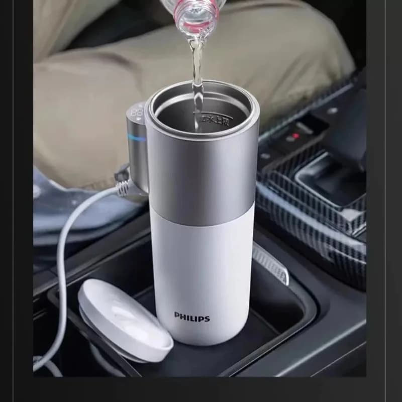 Philips WP2773 car water bottle 400 ml, 316 food-grade stainless steel liner, ideal for road trips, RV camping, and gift giving