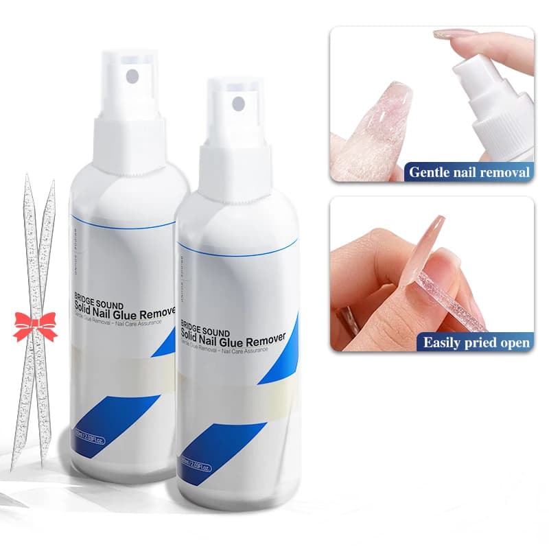BRIDGE SOUND 60ml 2Pack Pro nail sticker removal device Double level nail polishing kit Essential for salon and house manicure