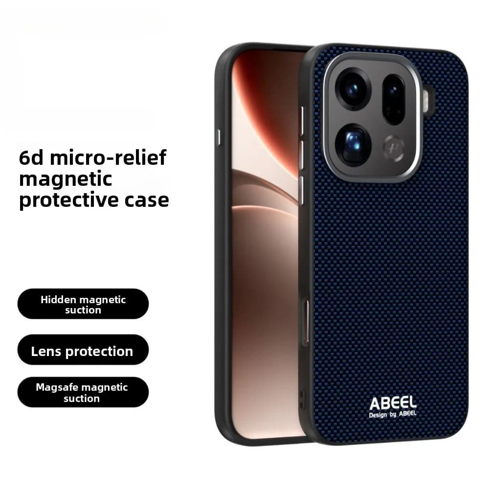 Custodia di Lusso con Microrelief Opaco per Ricarica Wireless per Oppo Find X9 Pro, Cornice in Metallo per Protezione Obiettivo