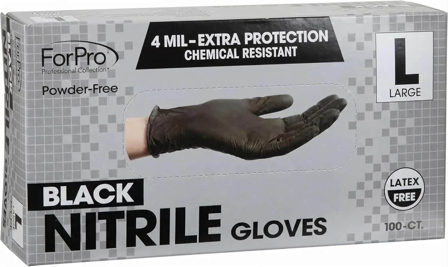 Guanti in Nitrile Monouso, Resistenti agli Agenti Chimici, Senza Polvere, Senza Lattice, Adatti per Alimenti, 4 Mil, Confezione da 100
