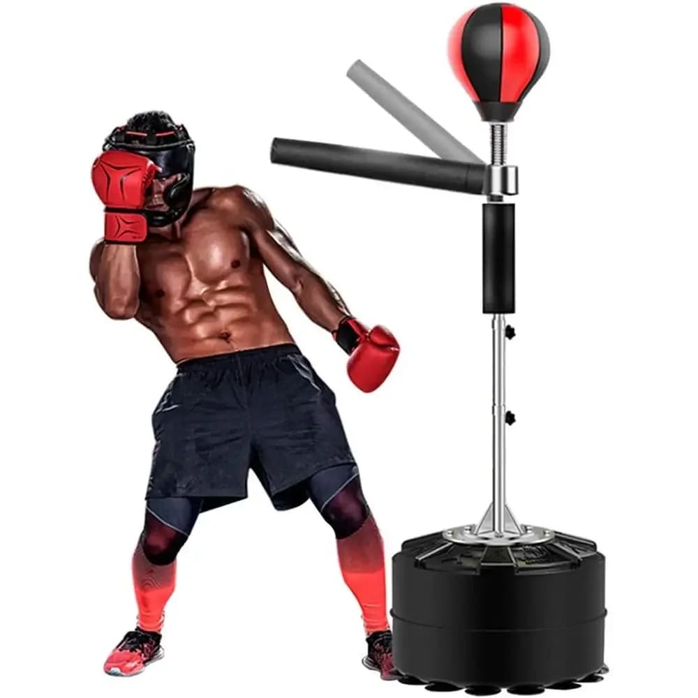 Adjustable Height Speed Punching Bag with Spinning Bar, Martial Arts Training, 360° Rotation, Suitable for Adults and Teens, Bla